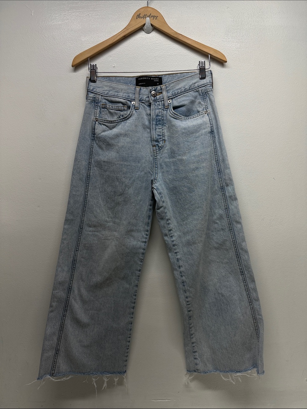 Veronica Beard Taylor Jeans High Rise Relaxed Wide Leg Button Fly Pants Blue 25
